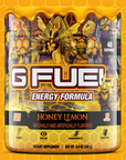 G FUEL energy, Honey Lemon, tub,  product front with matching background colors