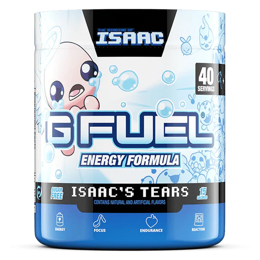 G FUEL energy, Isaac's tears, tub,  product front